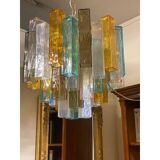 Contemporary Multicolored "Squared" Murano Glass Chandelier