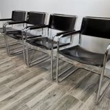 Mid-century chromed leather chairs