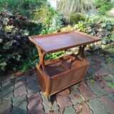 Porte revues  table hêtre canné 1960
