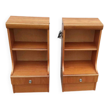 Pair of bedside tables with integrated lighting, 1970s.
