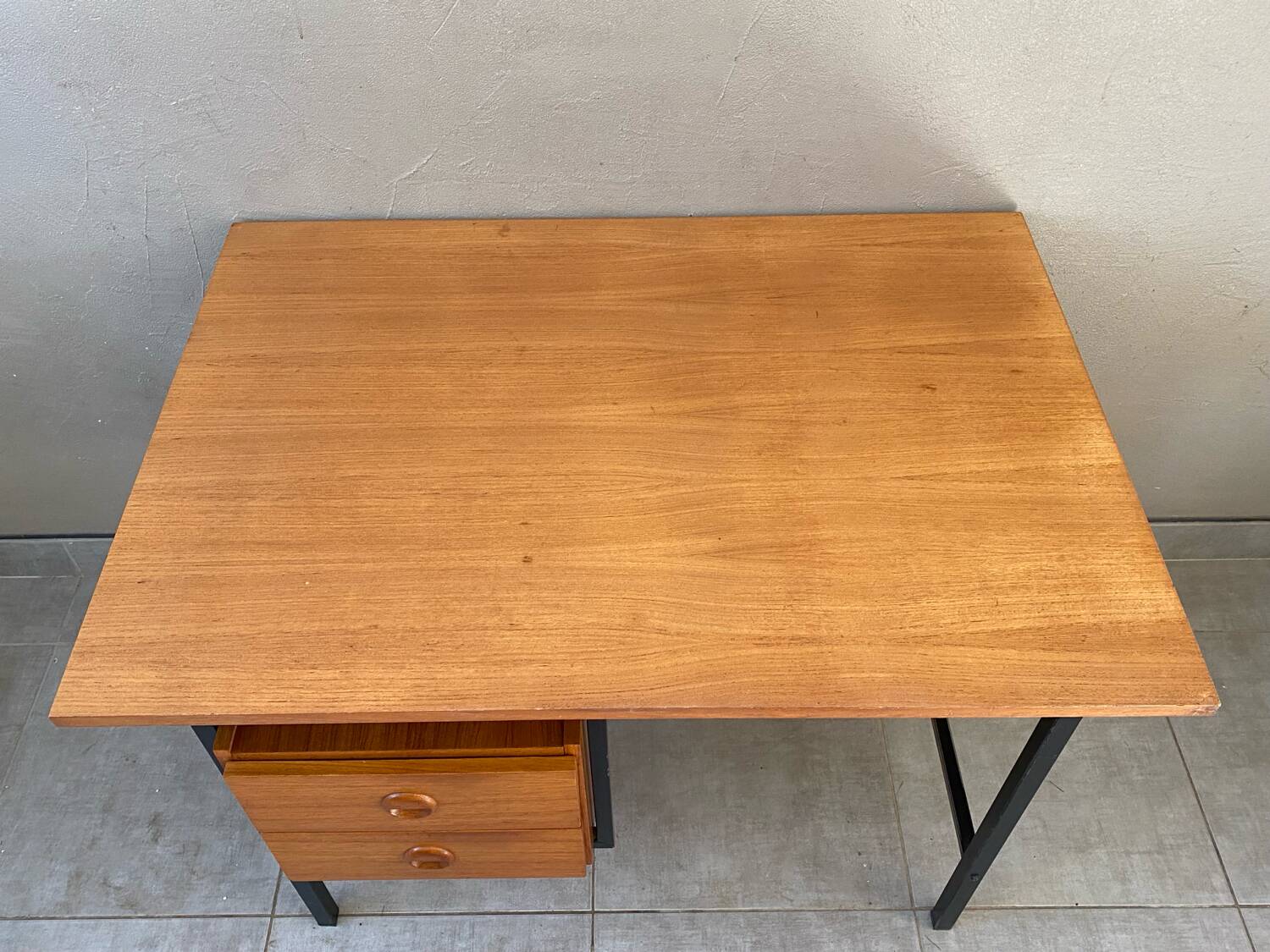 Vintage wood and metal desk from the 60s