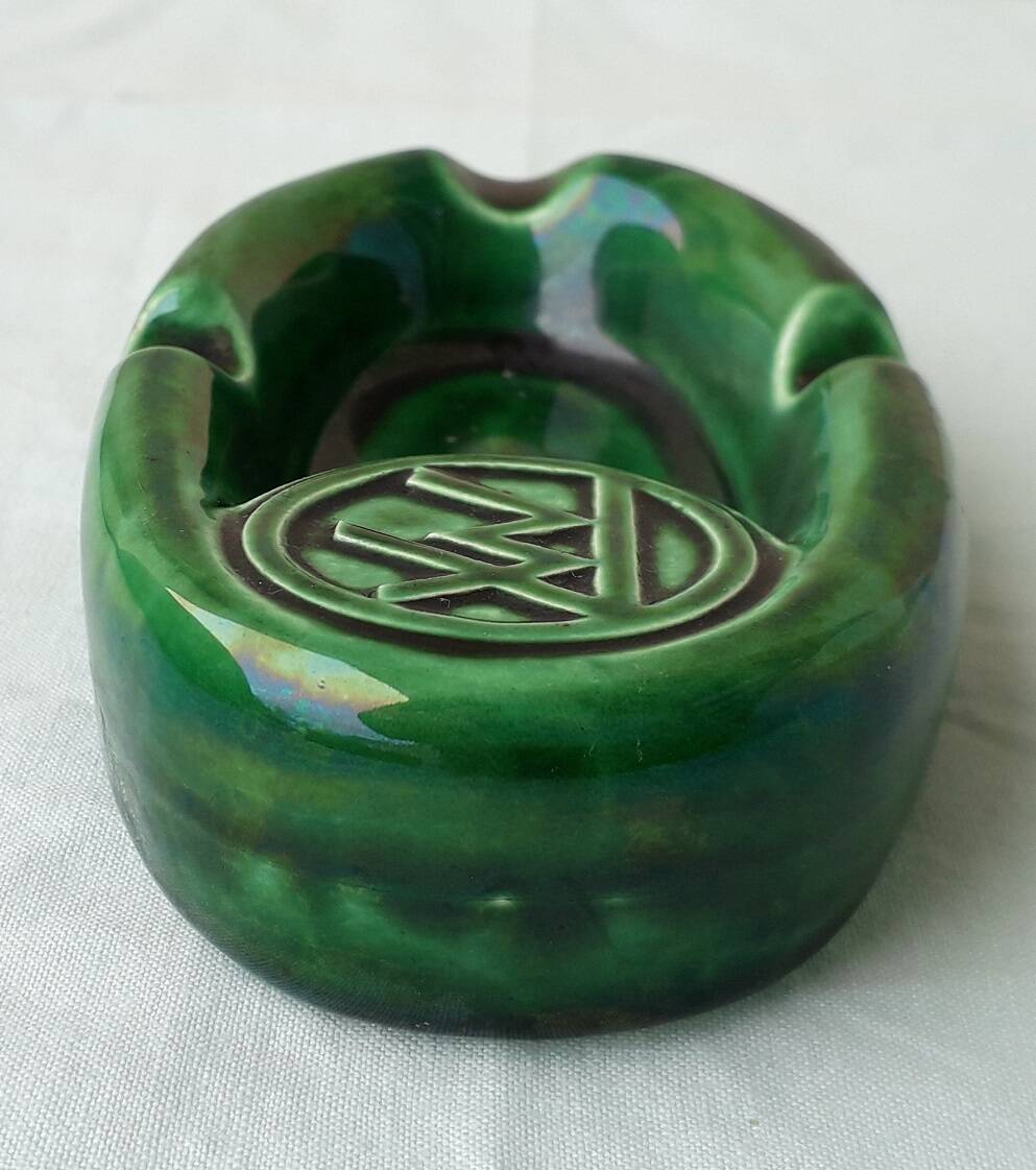 Green ceramic ashtray