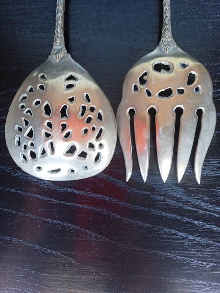 Ugo Bellini Vintage Silver Plated Bronze Cutlery / Serving Tongs