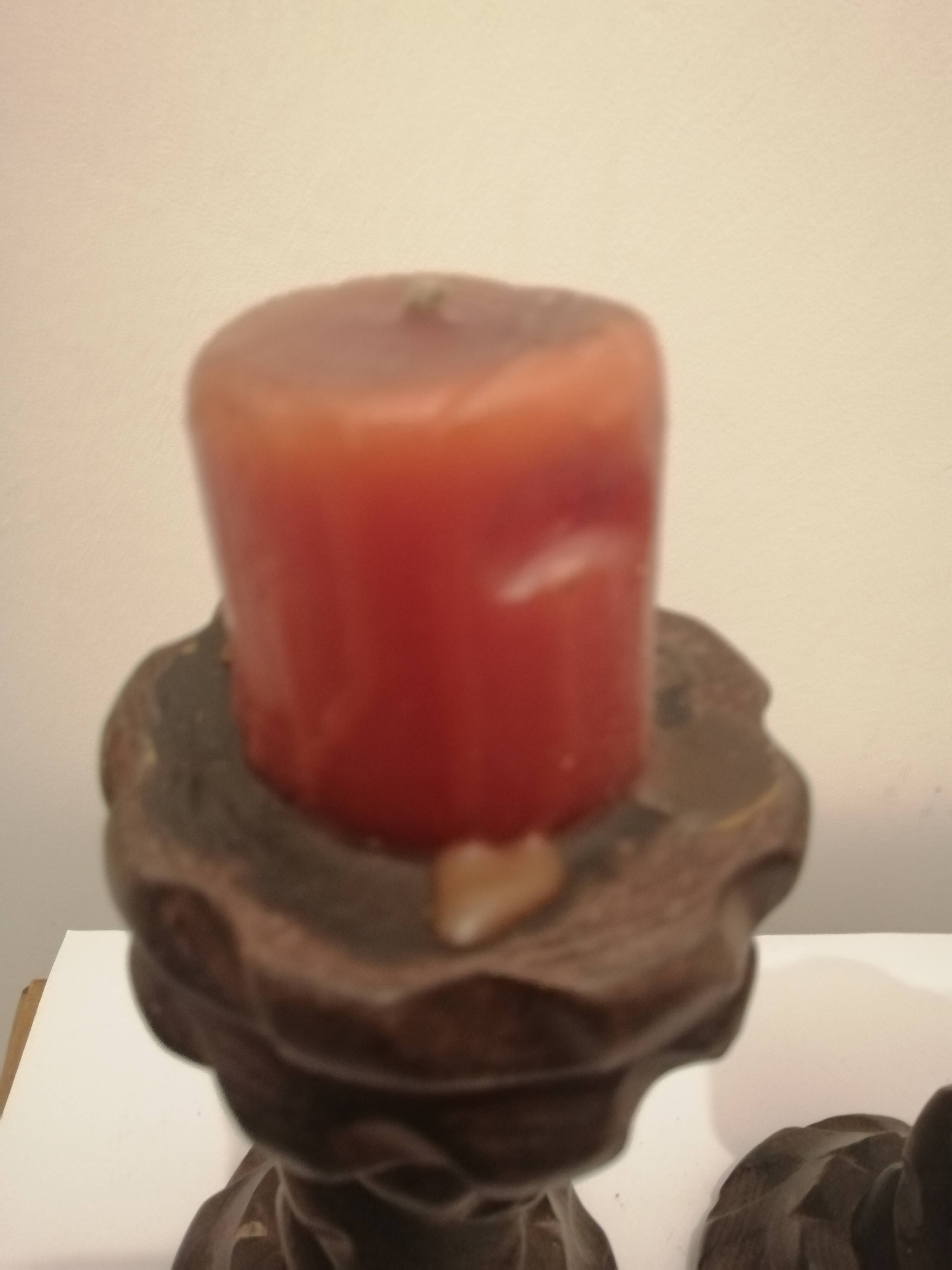 Vintage carved wooden candle holder