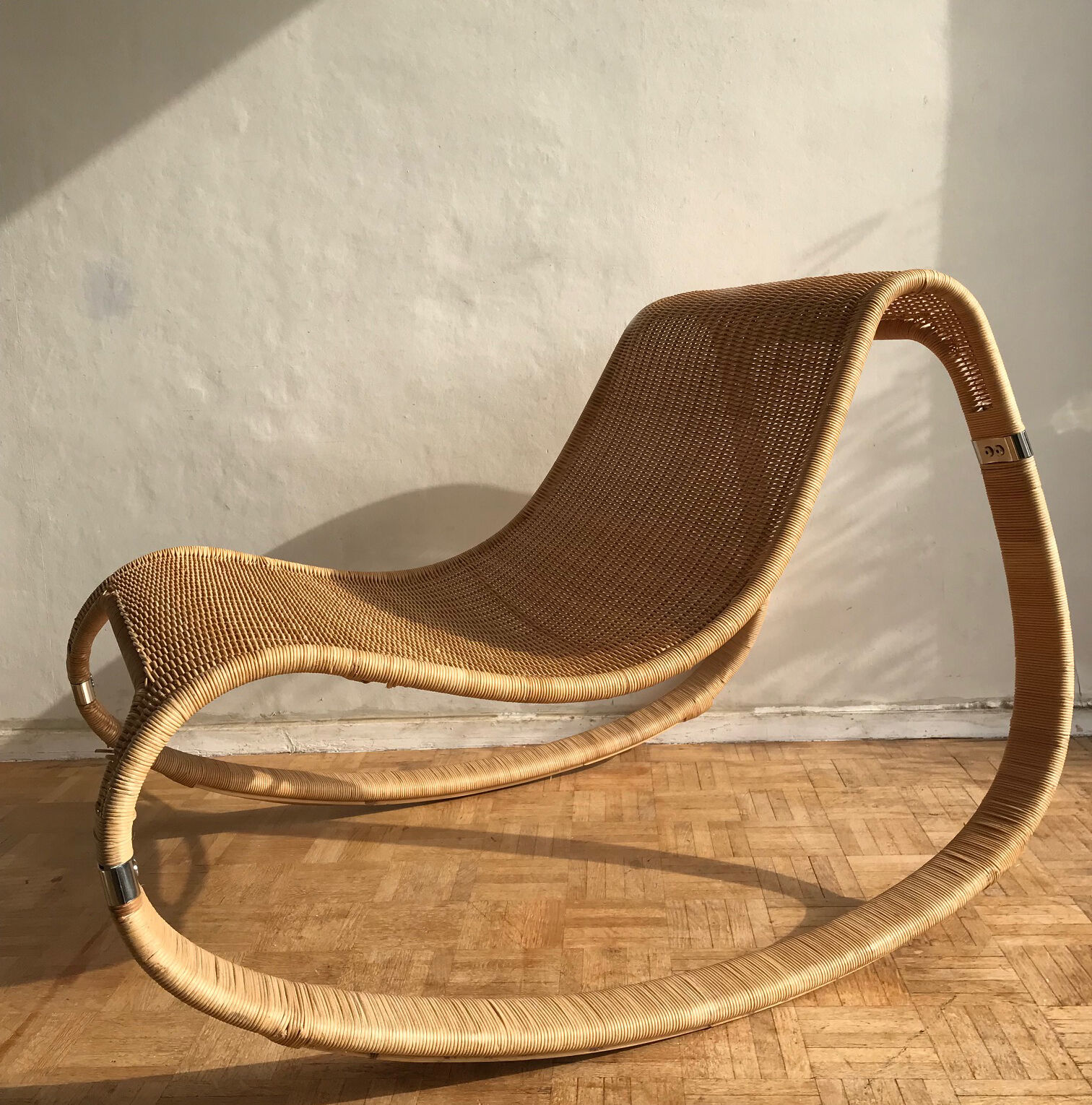 Gunghult rocking rattan armchair by James Irvine, published in 2002 by Ikea