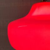 Vintage red glass pendant light from the 70s