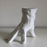 Surreal ceramic vase in the shape of a white glove by Leo Bonassera., 1970