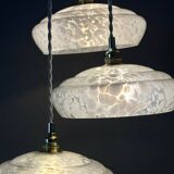 Vintage triple suspension lampshade in Clichy glass bench