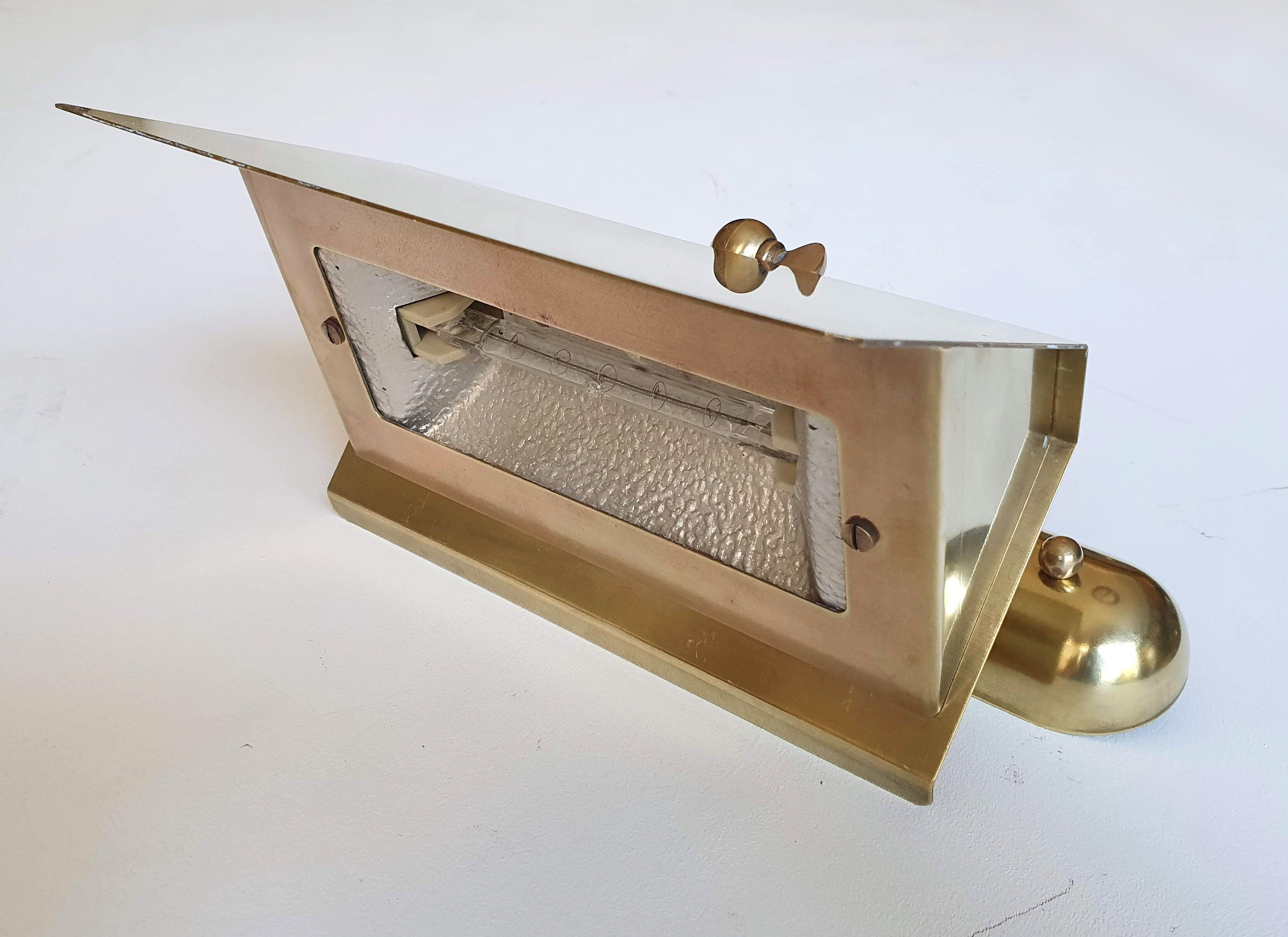 70s brass halogen wall lamp