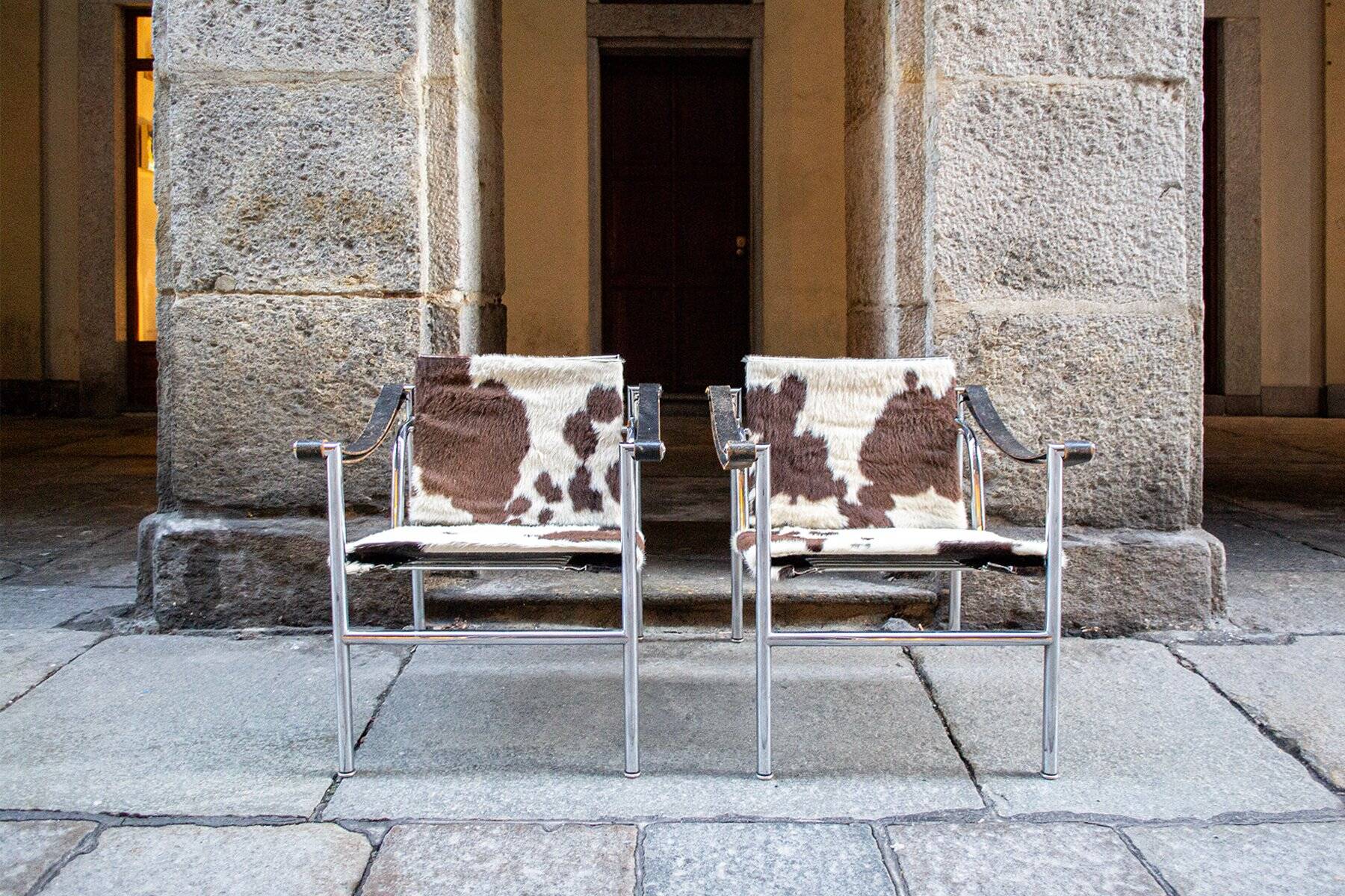 LC1 armchair by Le Corbusier for Cassina, Italy, 1960s, set of 2.