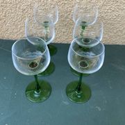 Set of 6 Vintage Alsace Wine Glasses – Emerald Green Stem