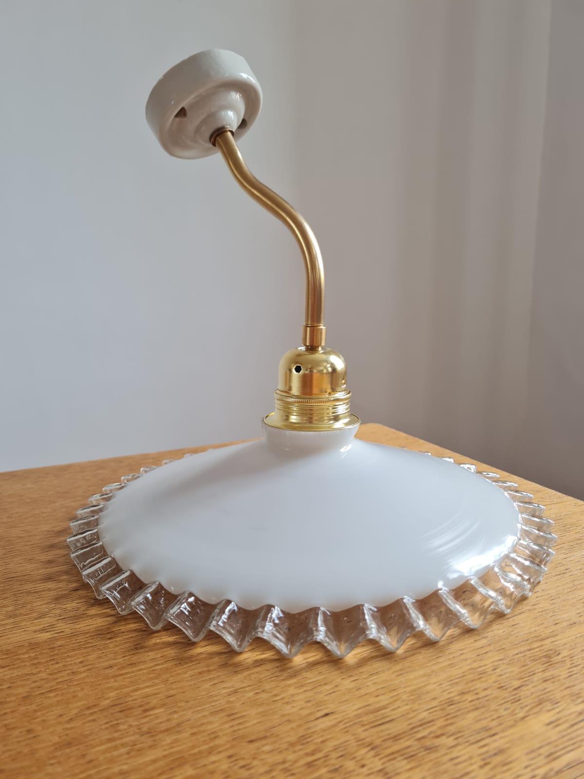 Pair of opaline wall lamps