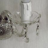 Pair of French vintage double crystal wall lights with barley twist glass arms.