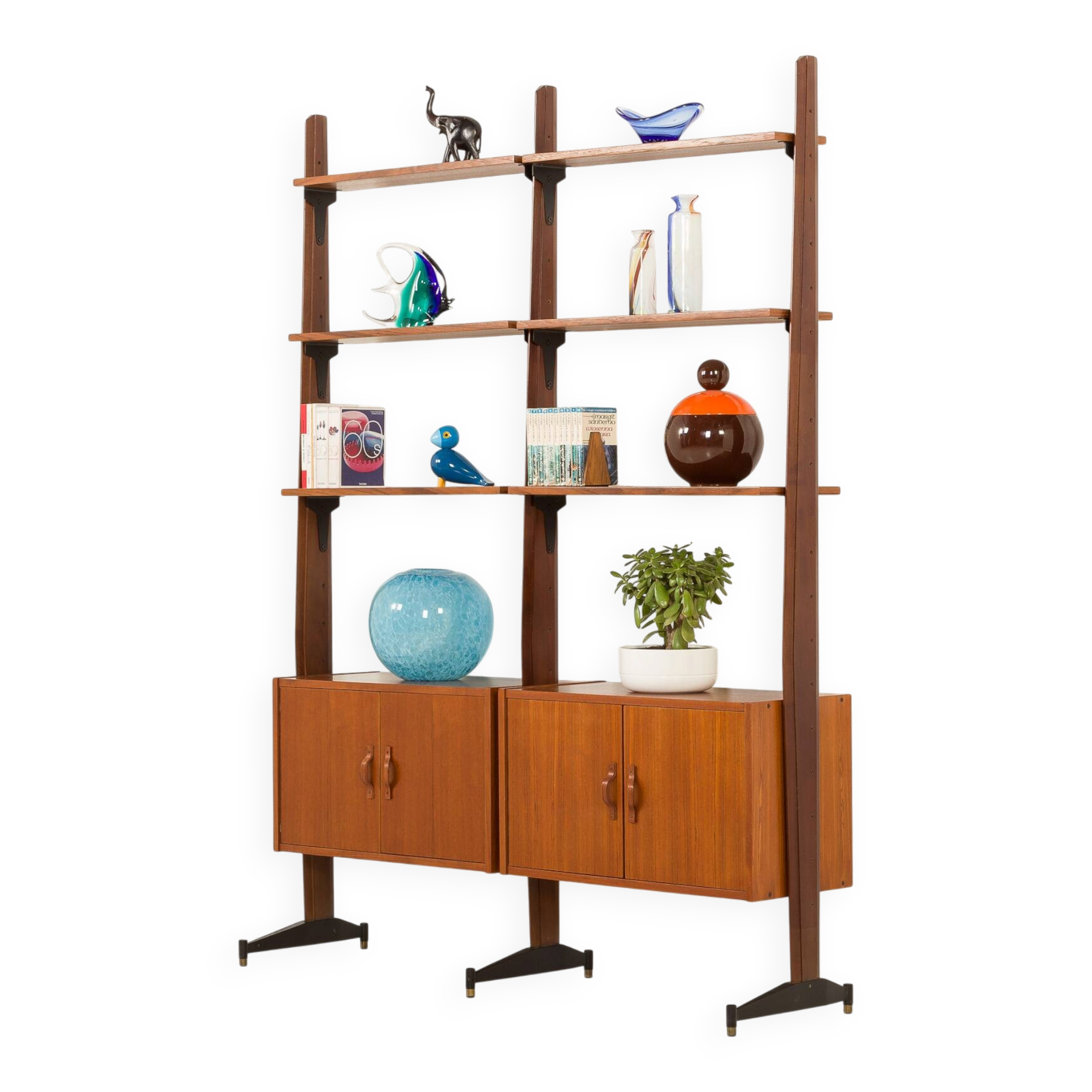 Italian free standing wall unit in teak, 1960s