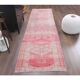 1970s Turkish Hand-Knotted Wool Cotton Pink Runner 88x334