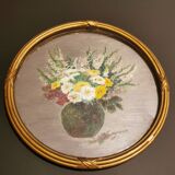 Pairs of flower frames on wood