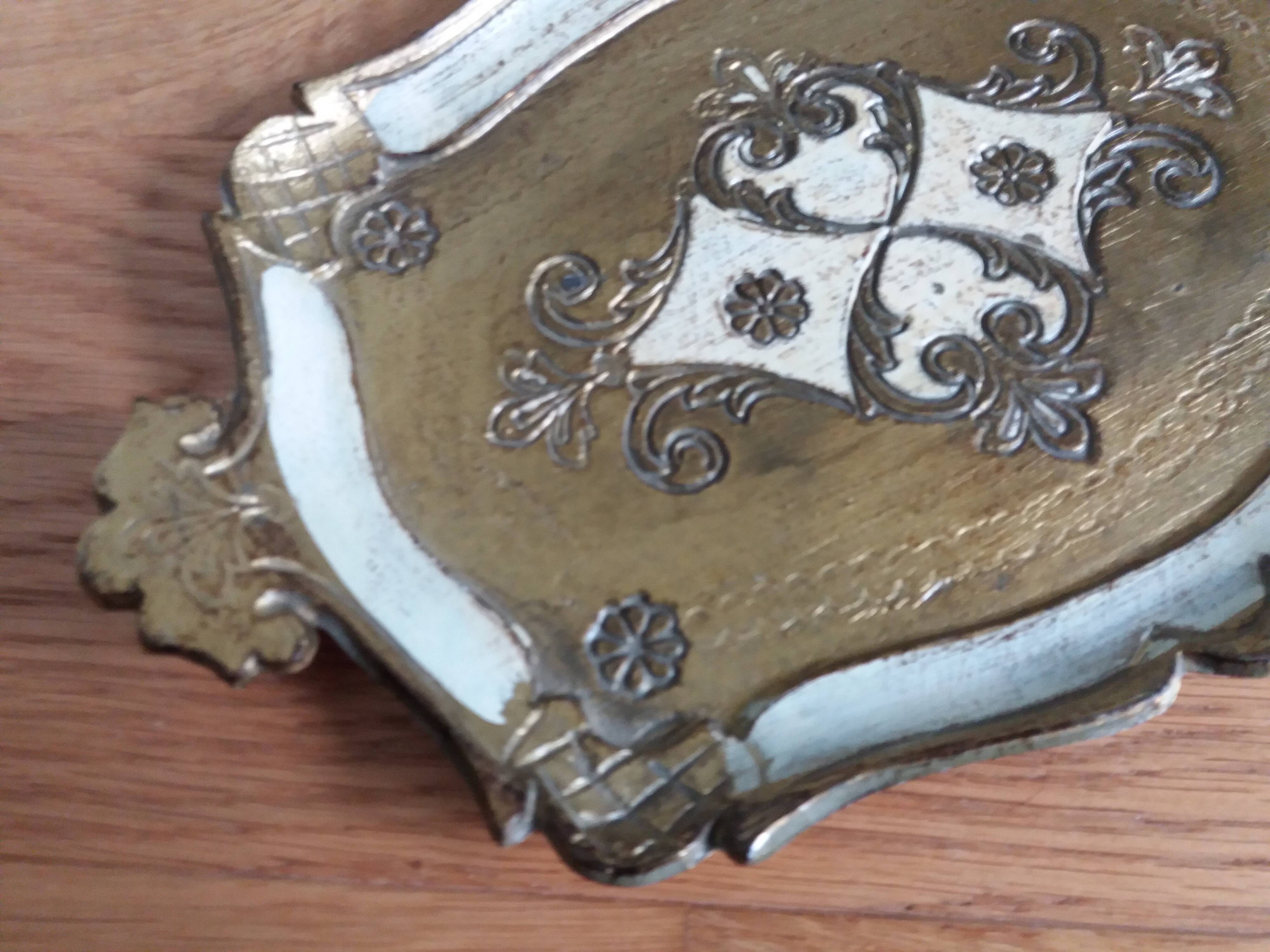 Golden and white Venetian serving tray