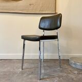 Chrome aluminum chair and khaki green skai