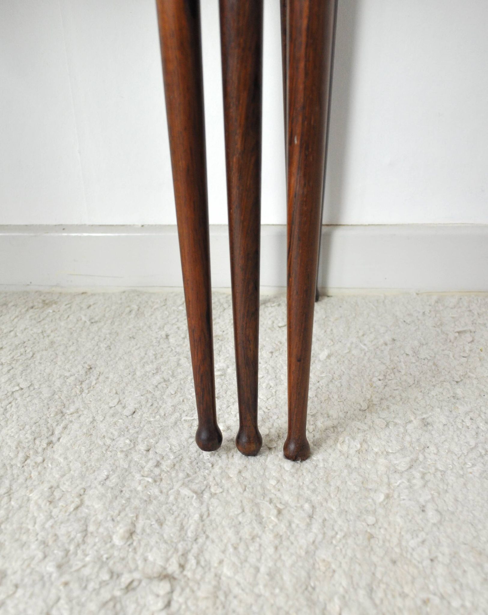 Scandinavian Modern Rosewood Nesting Tables with Drumstick Legs