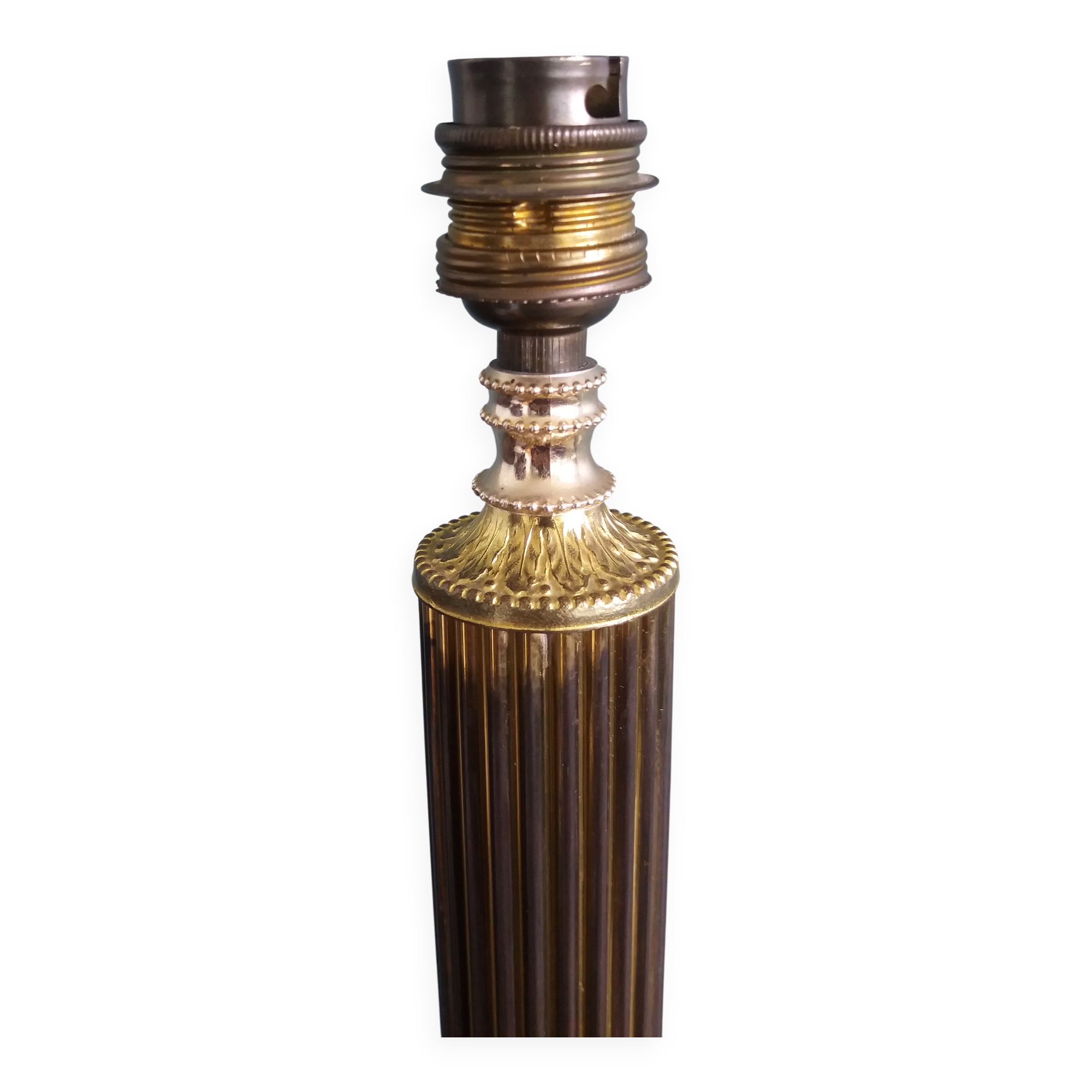 Antique column lamp in marble and gilded metal