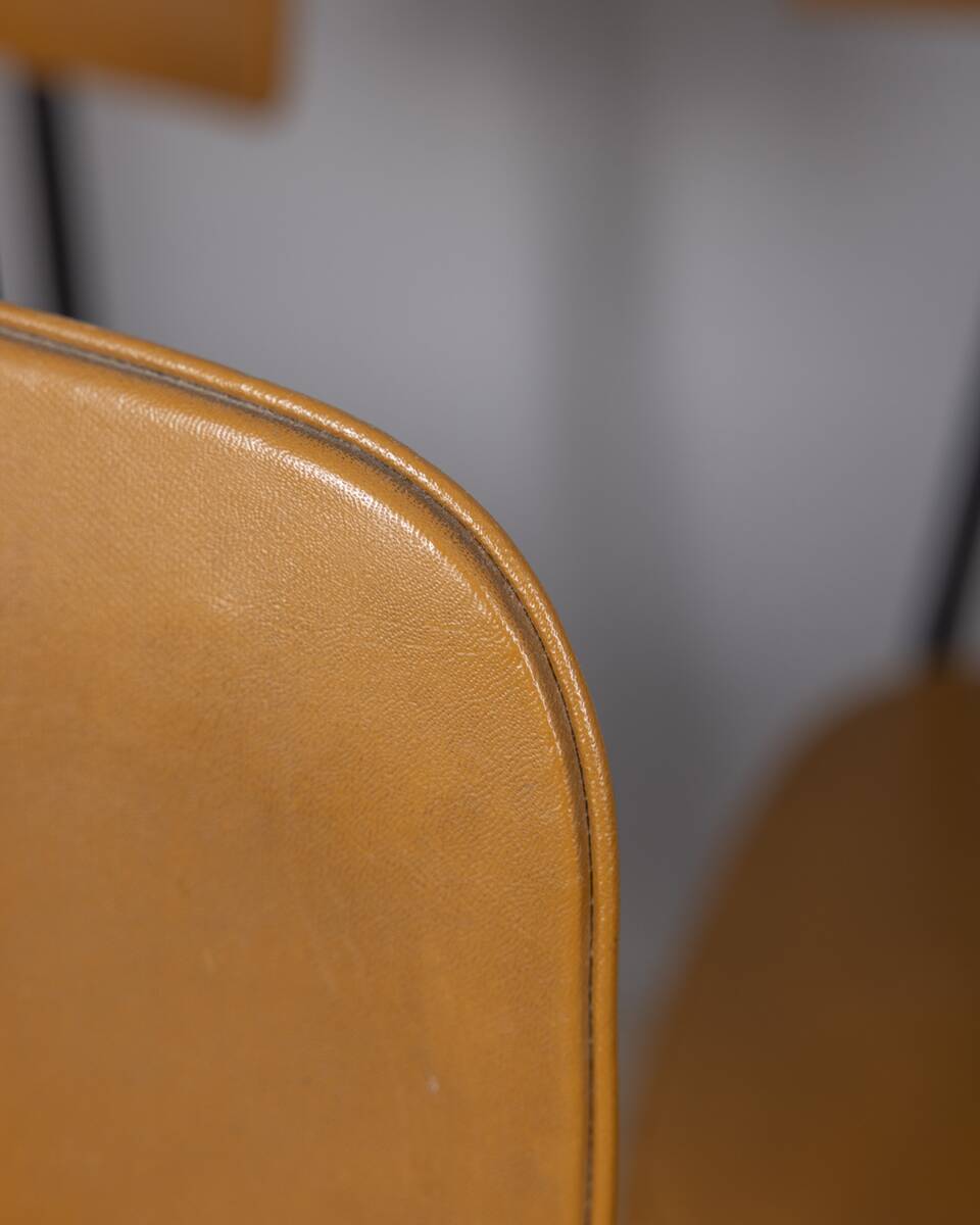 SET OF 6 VINTAGE 1960S METAL AND LEATHER CHAIRS, ITALIAN DESIGN