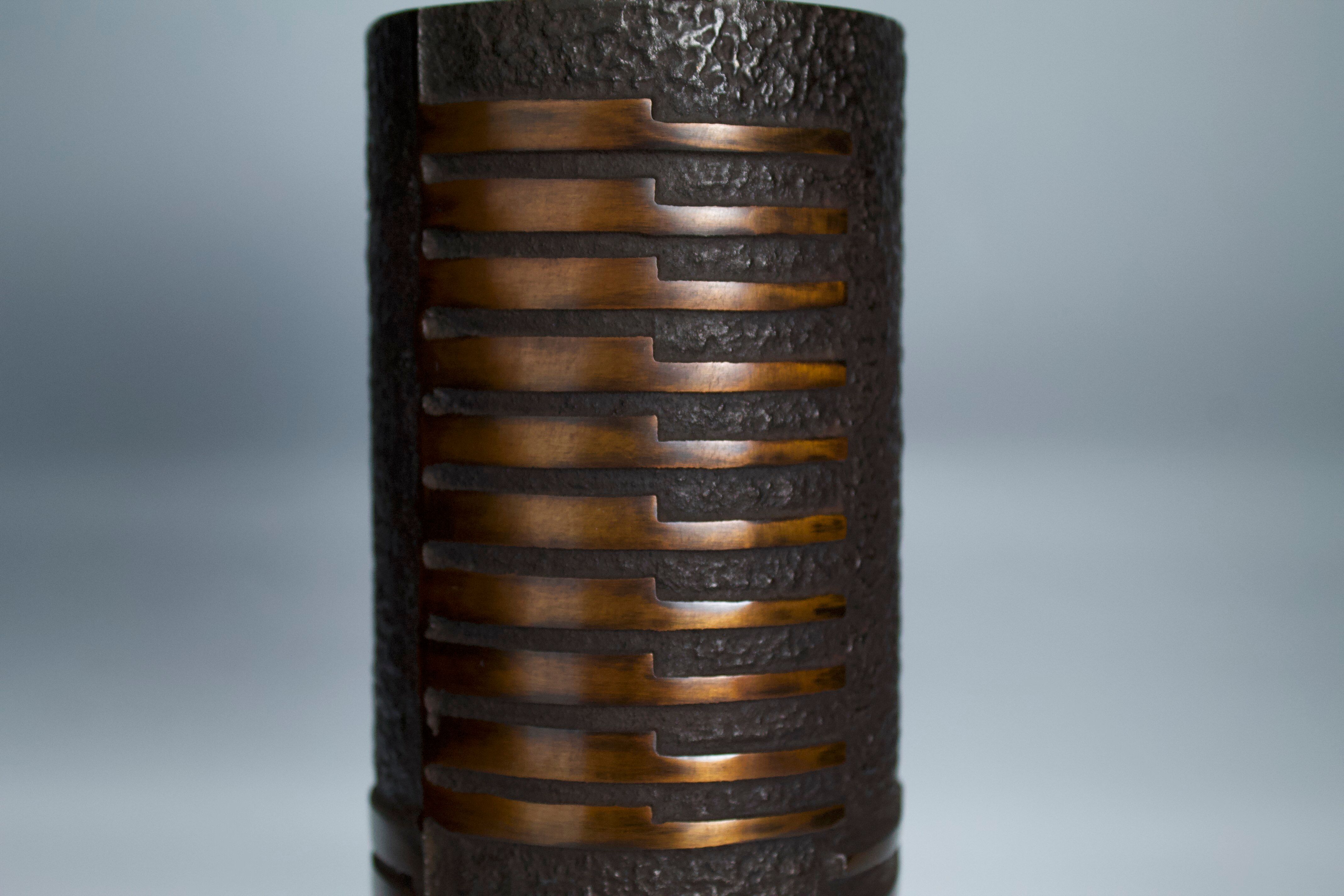 Japanese copper vase with black patina
