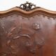 Set of 4 Louis XVI style chairs in carved wood and embossed leather.