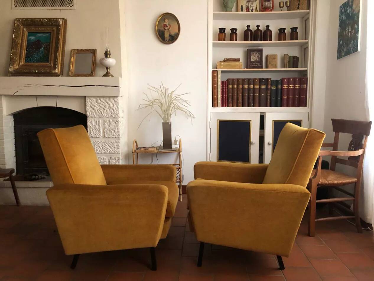 2 Vintage Velvet Armchairs