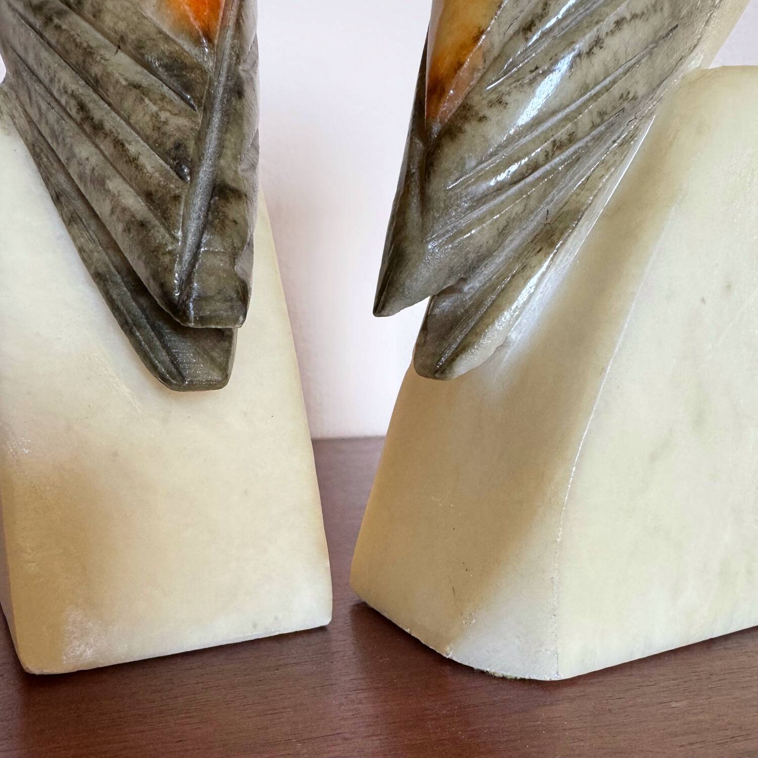 Serre livres hiboux albâtre années 50