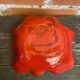 Vintage Red Ceramic Decorative Coupe Plate #D849