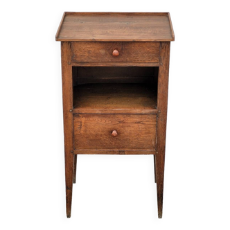 Rustic bedside table in solid oak 2 drawers - 19th