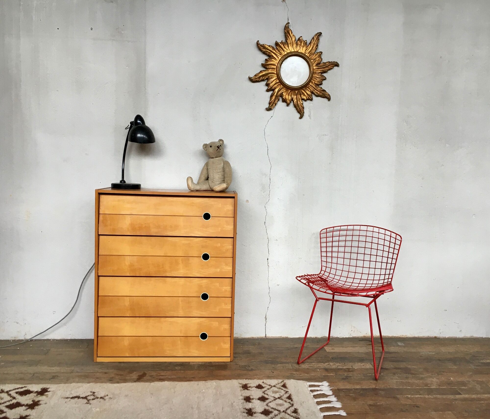 Shoe cabinet in light wood year 1960 vintage