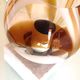 Polychrome glass globe lamp on marble base / vintage 60s-70s