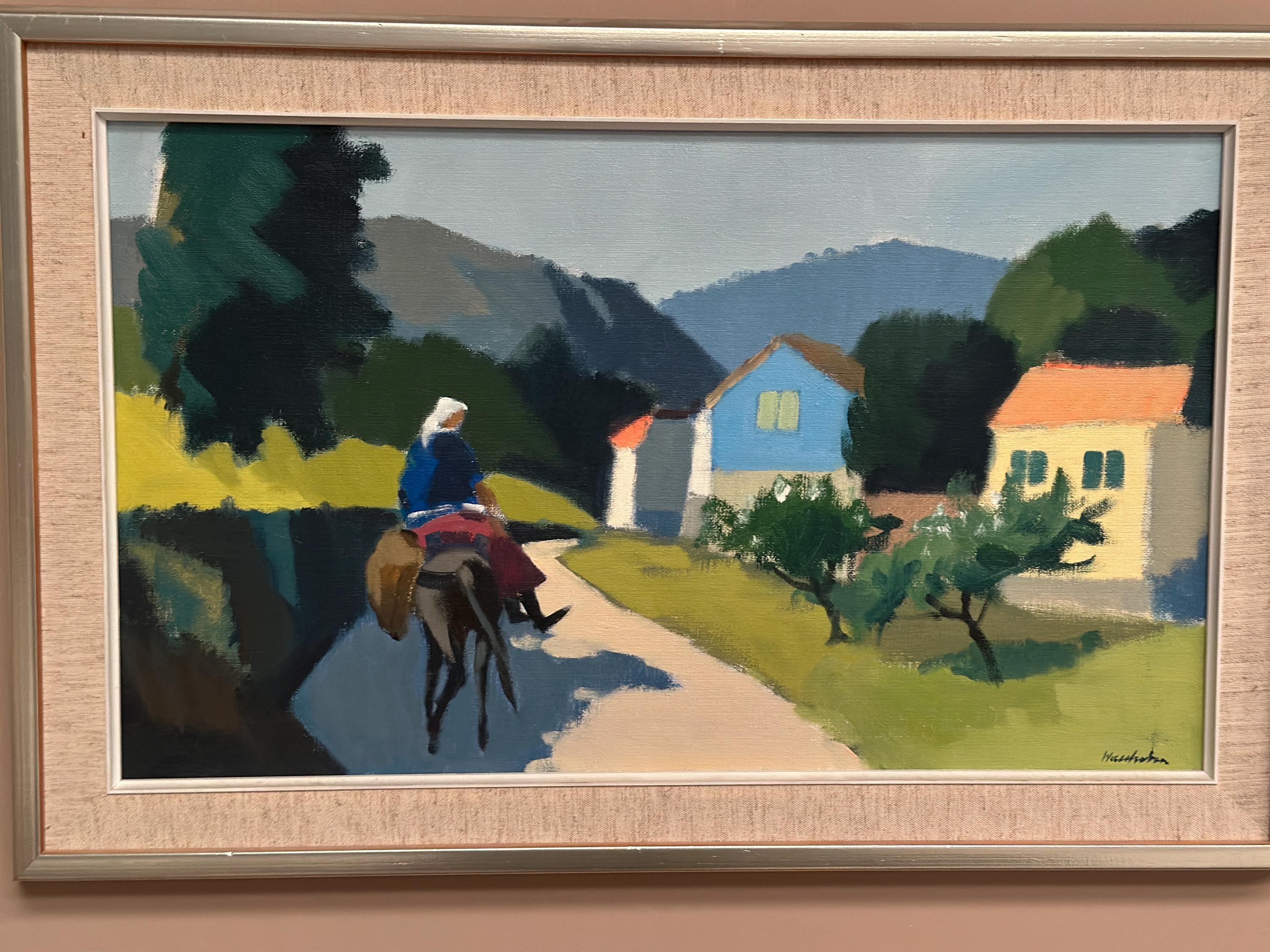Swedish Oil on Canvas – “Riders on the Road, Crete by Stig Wernheden