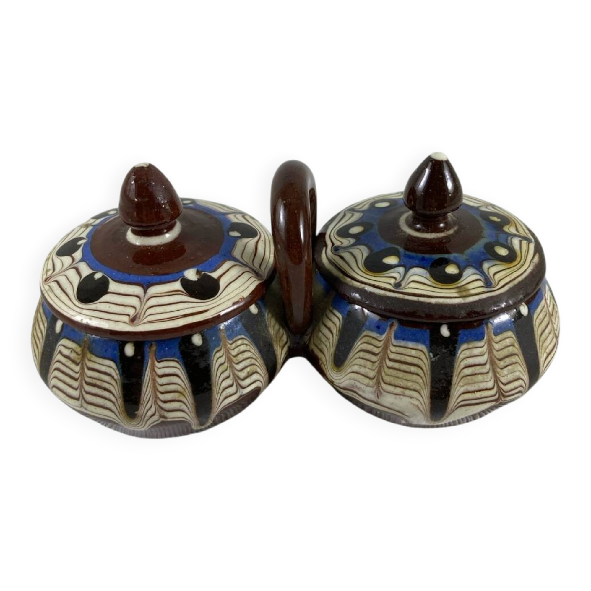 Saleron Double Covered Salt and Pepper Terracotta Glazed Bulgarian Monas