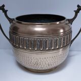 Large art deco stamped brass planter