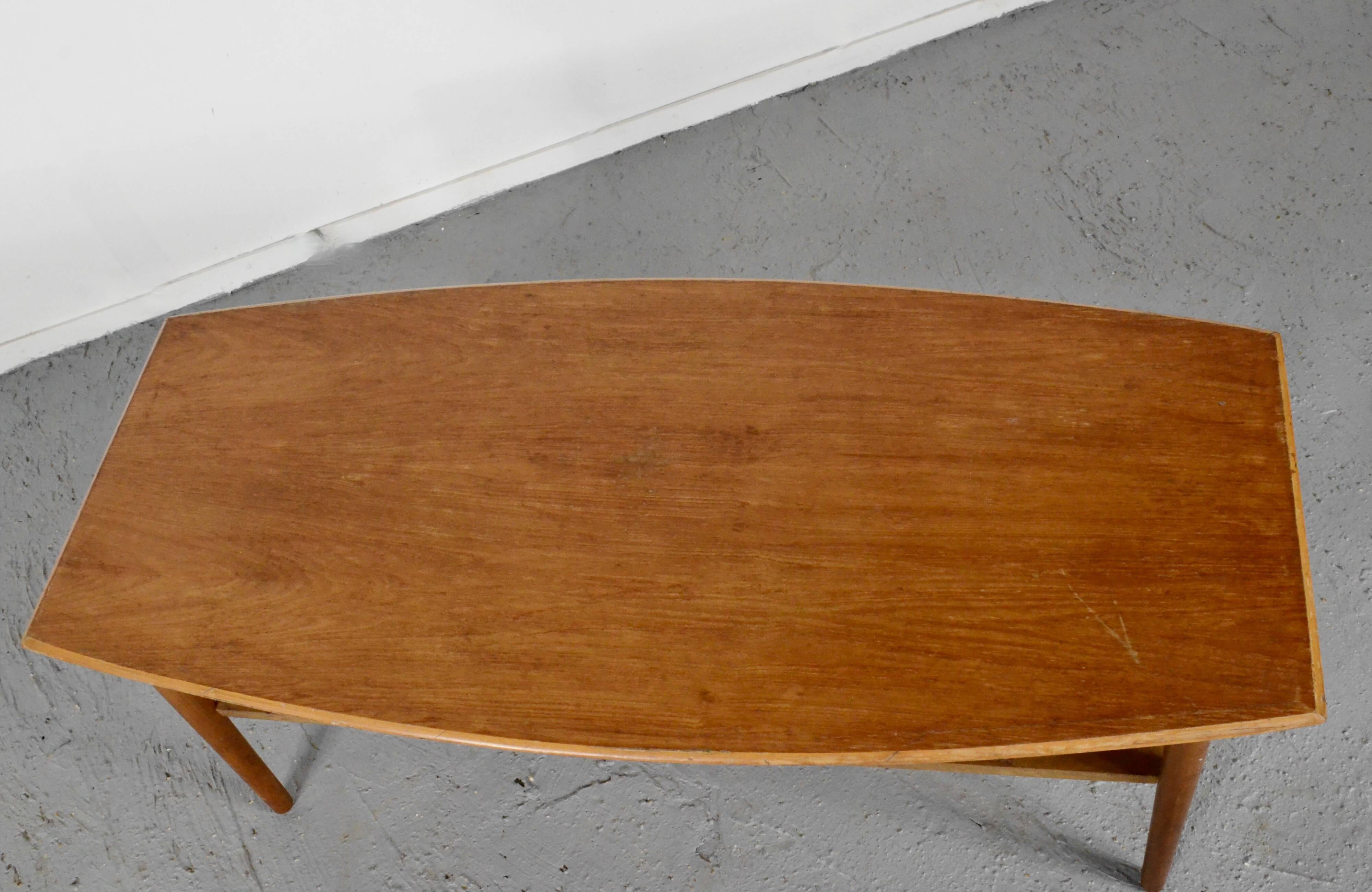 Midcentury Two Tier Teak Slatted Coffee Table.
