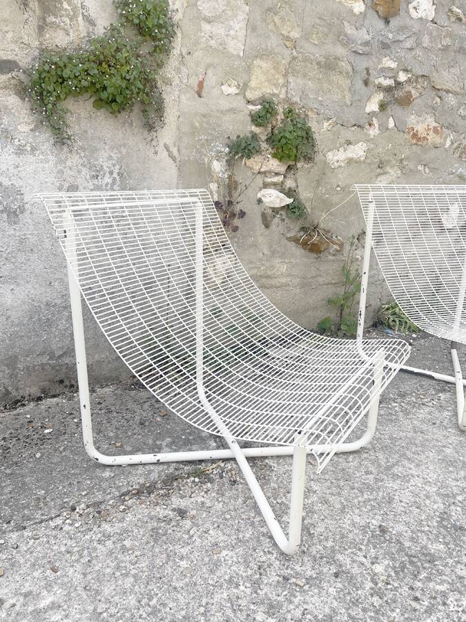Pair of wire armchairs, 1980s