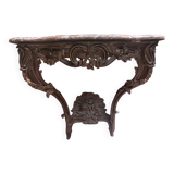 Louis XV console in carved and patinated wood, 18th century period