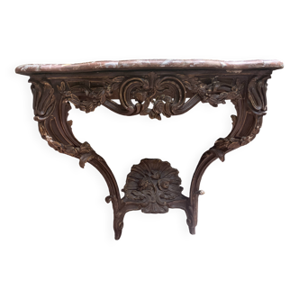 Console Louis XV en bois sculpté et patiné Epoque XVIII siècle