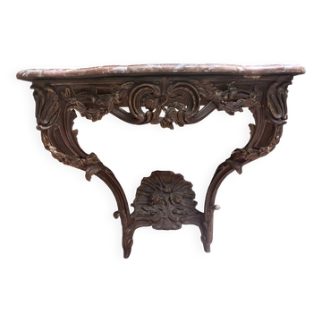 Console Louis XV en bois sculpté et patiné Epoque XVIII siècle