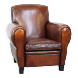 Large design armchair made of sheep leather