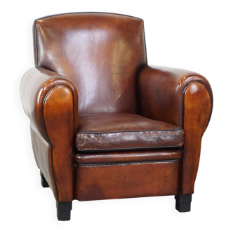 Grand fauteuil design en cuir de mouton