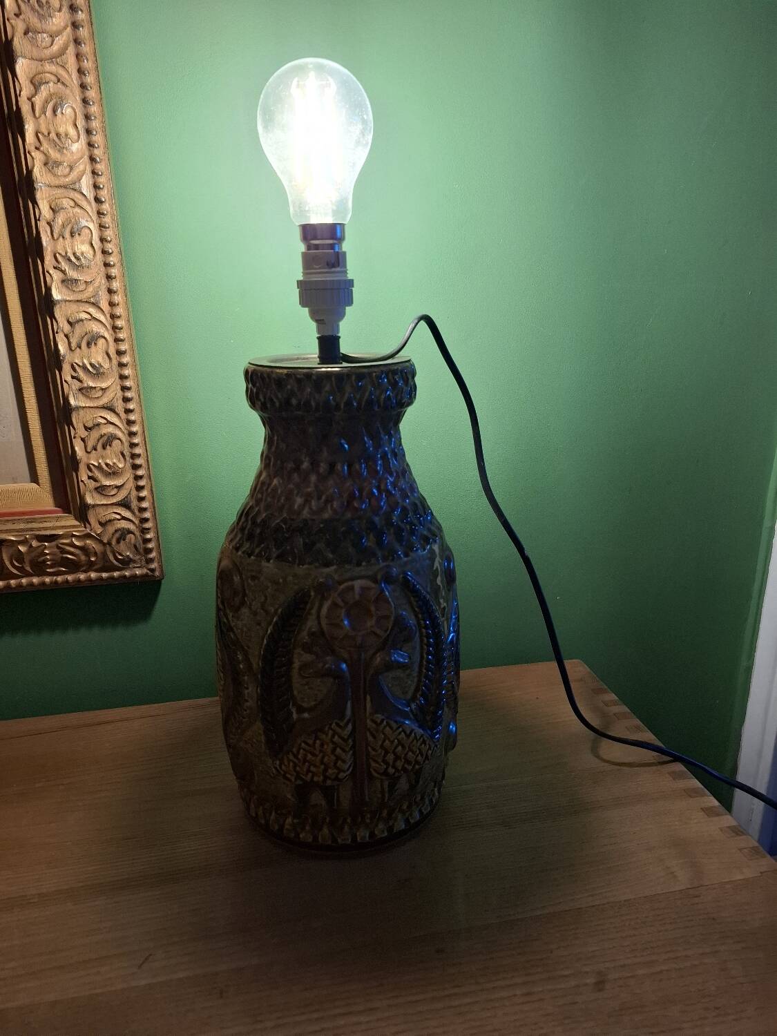 60'S keramik lamp, peacock decor