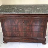 Commode XIXe Louis Philippe marbre sainte anne et noyer