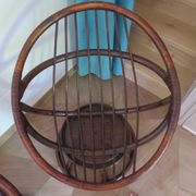Vintage set of 2 swivel chairs in bamboo and rattan - Papasan shape