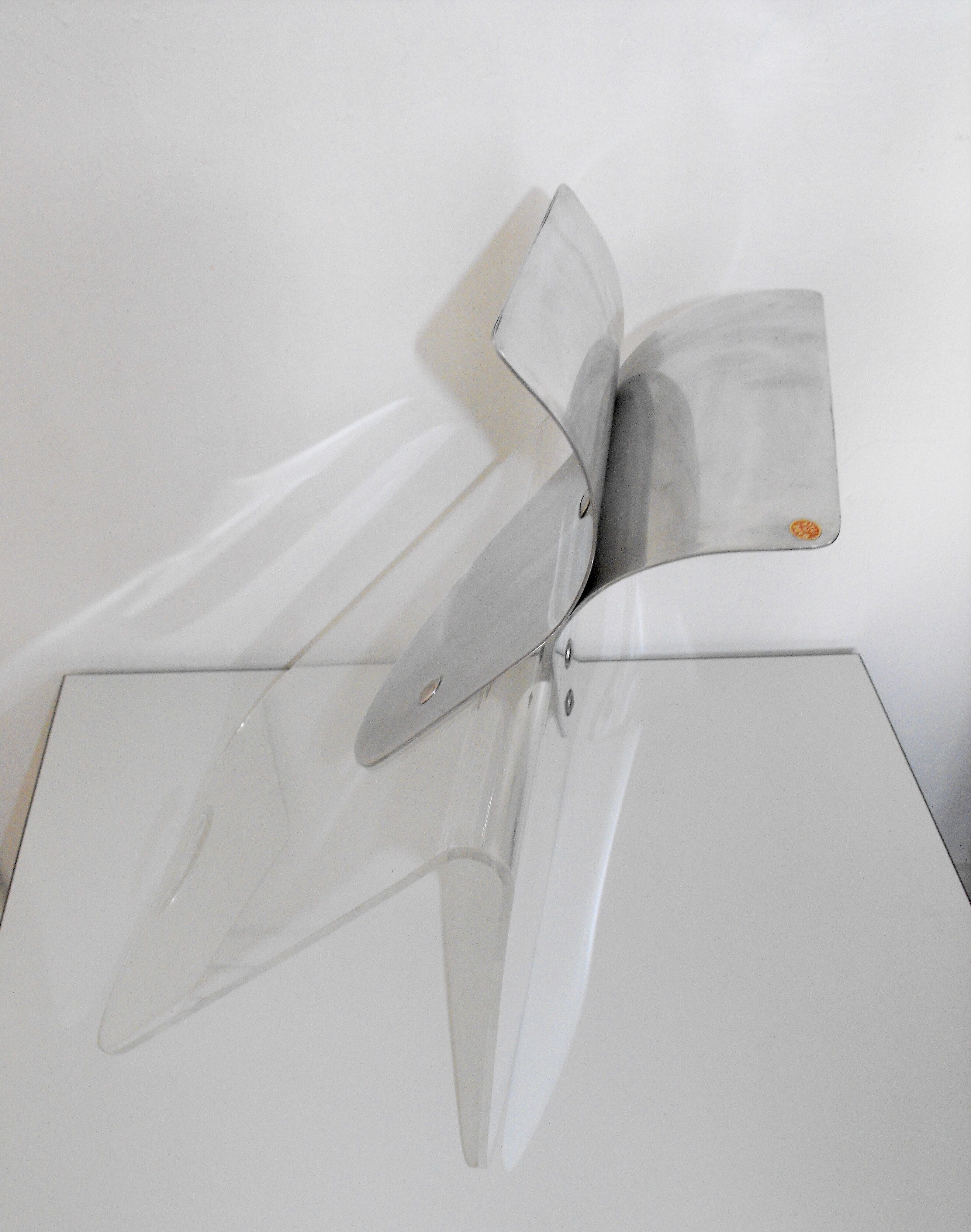 70s review holder in aluminum and plexiglas