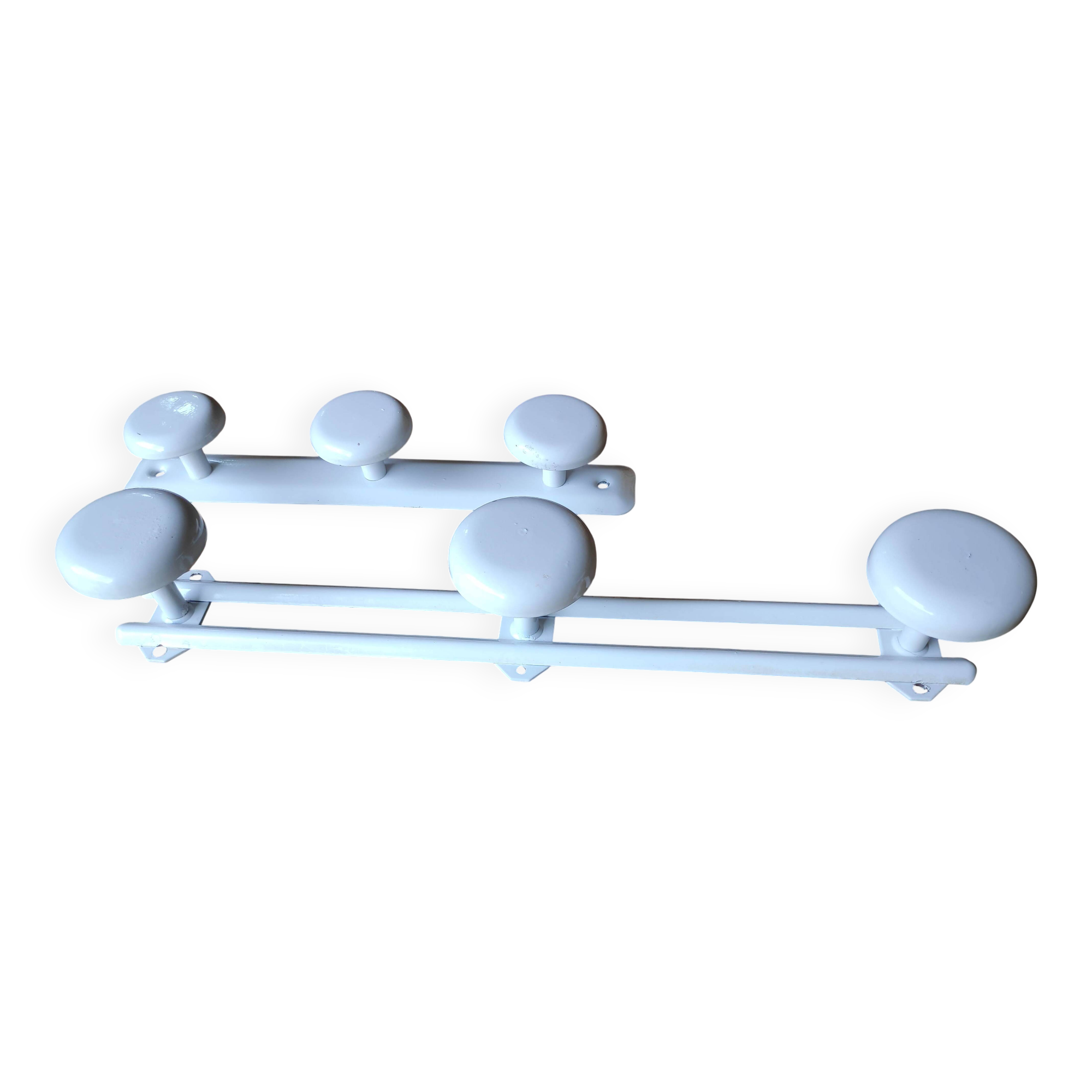 Set of 2 vintage white metal coat racks (D-0013)