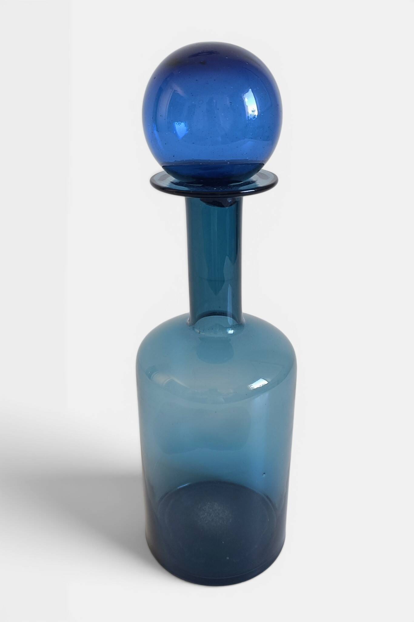 Scandinavia Modern Otto Bauer for Holmegaard Blue Glass Bottle Decanter