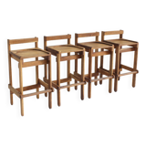 Vintage wooden bar stools 1960, set of 4